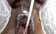 Wet And Gaping Ebony Pussy Up Close