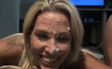 Dirty MILF takes a shot of sticky gooey cum