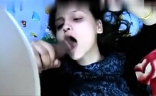 European Teen Gives Old Man A Blowjob In Reality Sex