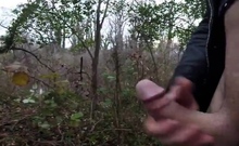 Flashing in the forest cum piss and ass