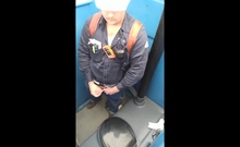 Worker Bear Jerks Off & Cum in Porty Potty at Work