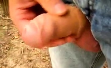 Uncut Cock Outdoor Wanking and Cumming