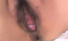 Naughty amateur asian slut opens hairy pussy for huge toys