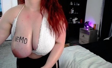 Sexy Redhead with Perfect Boobs and Nipples on Live Ca more