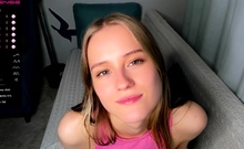 Beautiful teen brunette Jessica Sinn masturbates