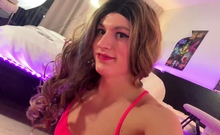 Shemale tranny enjoying solo masturbation