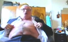 Suited Grandpa Cum On His Pants