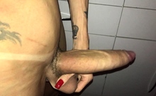 Big Cock Tranny Jerking her Hard Dick on webcam