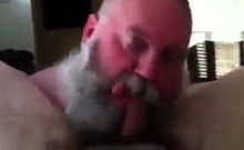 Bearded Daddy Sucks Big Cock