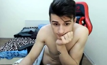 Romanian Amateur Twink Strokes Big Cock on Webcam