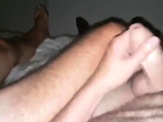 Big-Cock Dad and Chubby Boy's Hairy Handjob Session