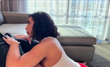 Real dutch brunette slut is giving blowjob and handjob