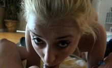 Blond and small titted sandwich