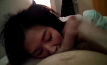 POV Asian GF Gives Interracial Blowjob