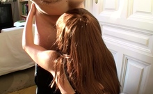 Busty brunette slut enjoys extreme amateur pov blowjob