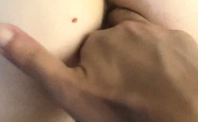 Masturbating in a bra panties and black stockings