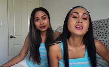 Thai lesbian MILF GFs big ass strapon