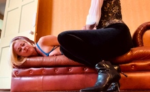 Hot blonde enjoys foot fetish sex