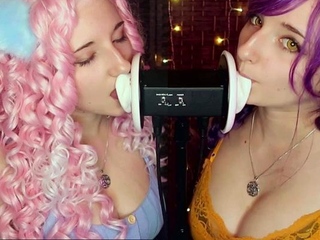 AftynRose ASMR - Twin Kittens intense ahegao ear eating