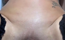 Busty solo babe masturbates in close up pussy toying action