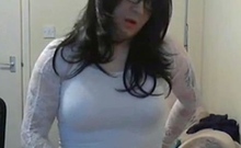 Crossdresser Lydia Lust Plays with Sex Toy