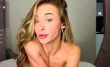 Beautiful teen brunette Jessica Sinn masturbates