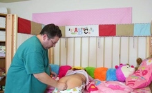 Red: Mini-Enema in Crib