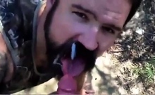 Bearded Daddy Gives Facial in the Woods