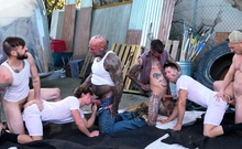 Tattooed Gays Satisfied In Group Fucking