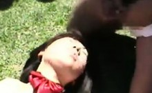 Cute Asian Girl In An Outdoor Gangbang